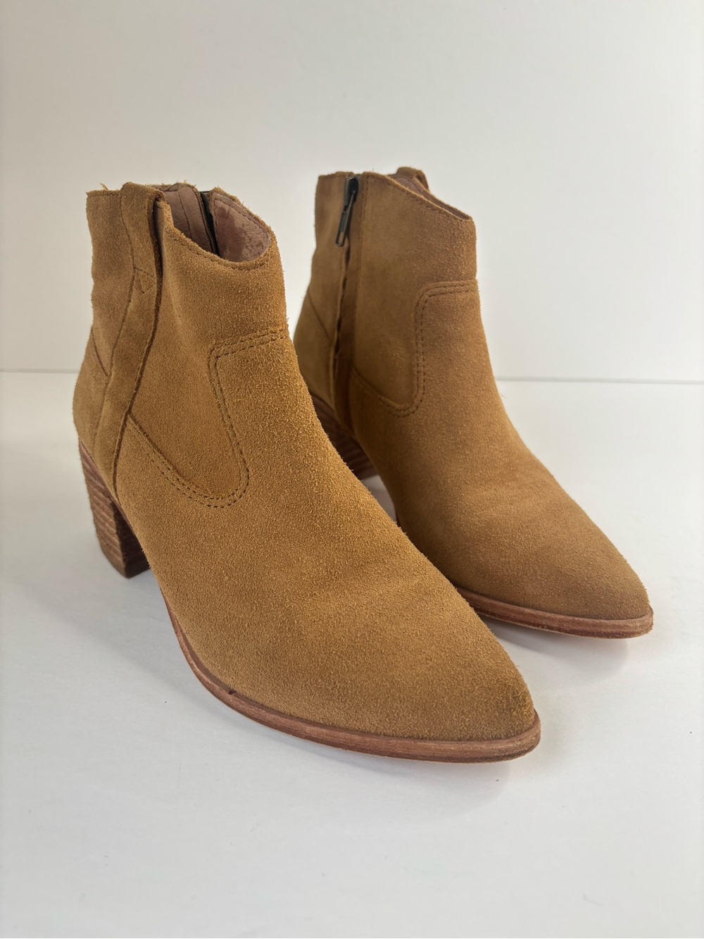 Madewell Western Ankle Booties Suede Pointed Toe Camel Brown Women 6